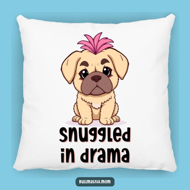 Funny Bullmastiff Pillow: Diva Boa, Cozy & Dramatic Decor Gift