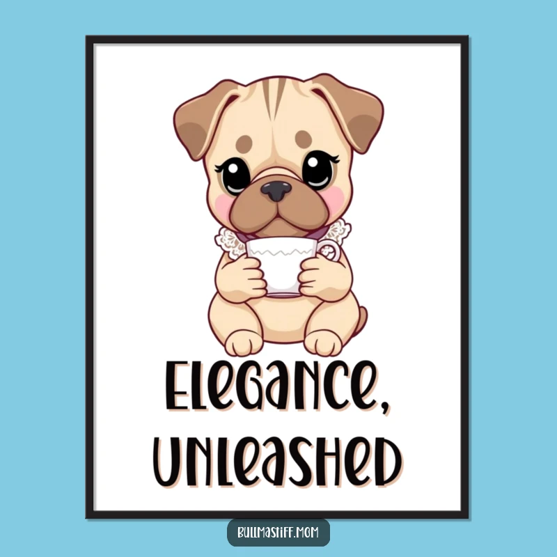 Funny Bullmastiff Digital Art: Elegant Dog Printable for Instant Decor