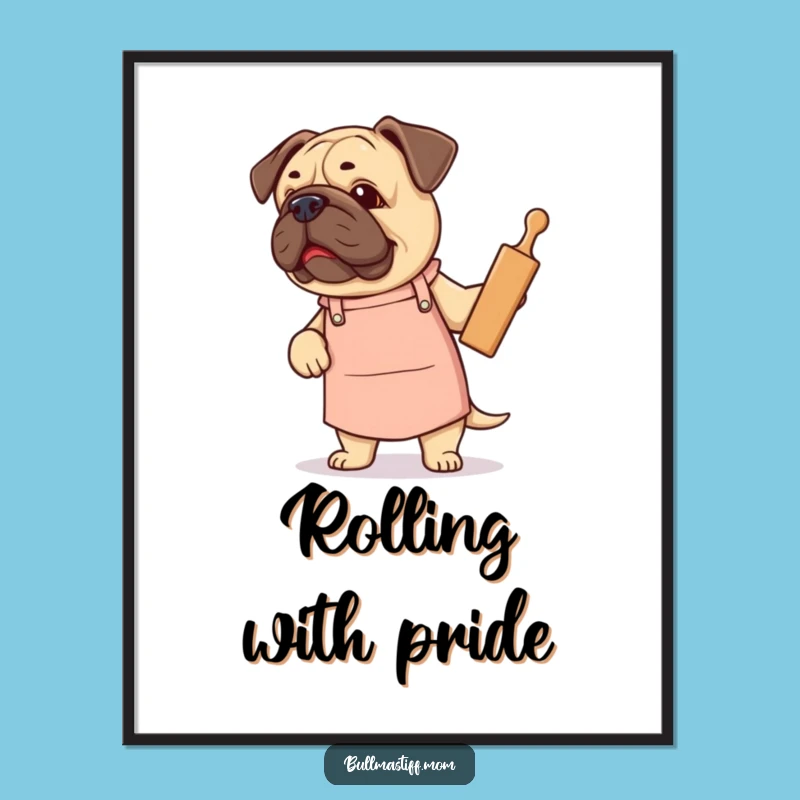 Funny Bullmastiff Baker Digital Art Print: Proud Pup's Culinary Art