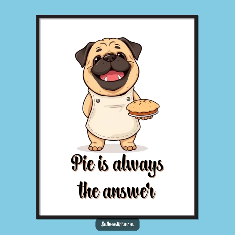Funny Bullmastiff Baker Digital Print: Proud Pie, Hilarious Art