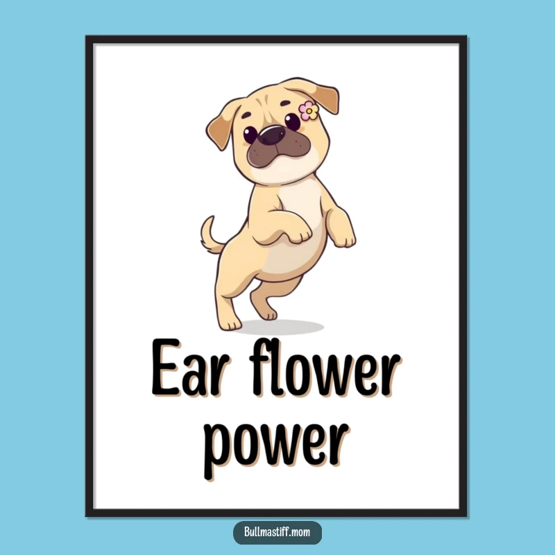 Funny Bullmastiff Flower Ear Digital Art: Instant Elegant Decor for Dog Lovers