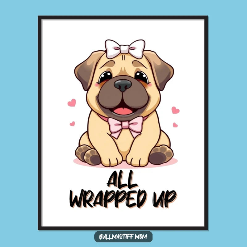 Funny Bullmastiff Hug Digital Art: Instant Heartwarming Decor for Dog Lovers