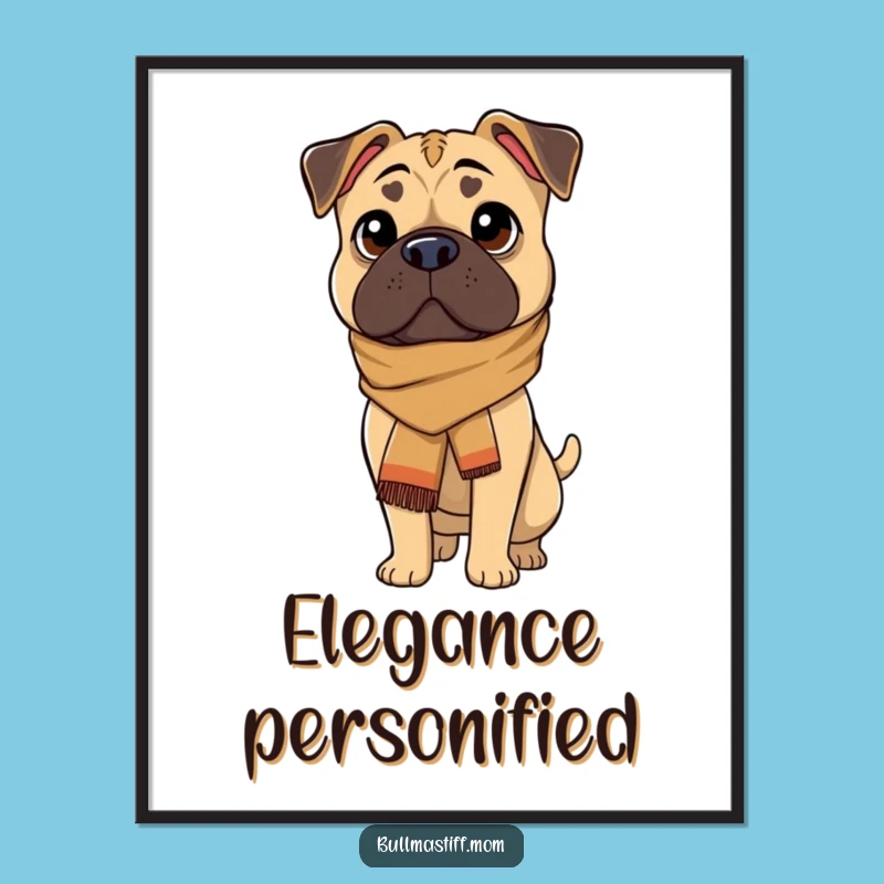Funny Bullmastiff Scarf Digital Art: Sophisticated Canine Decor for Instant Style