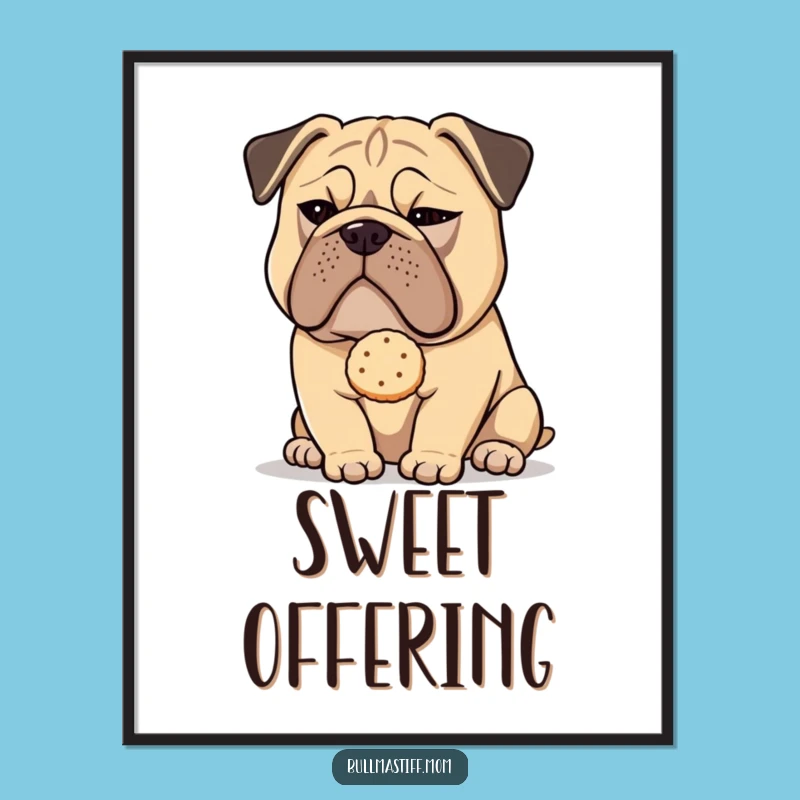 Funny Bullmastiff Tea Biscuit Digital Art: Instant Mischief for Your Walls