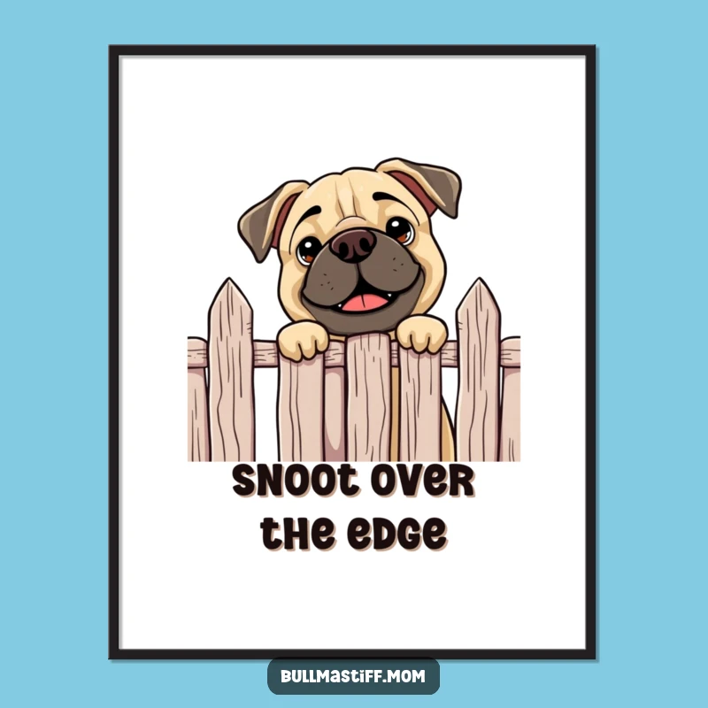 Funny Curious Bullmastiff Digital Print - Peeking Dog Wall Art, a Hilarious Downloadable Gift