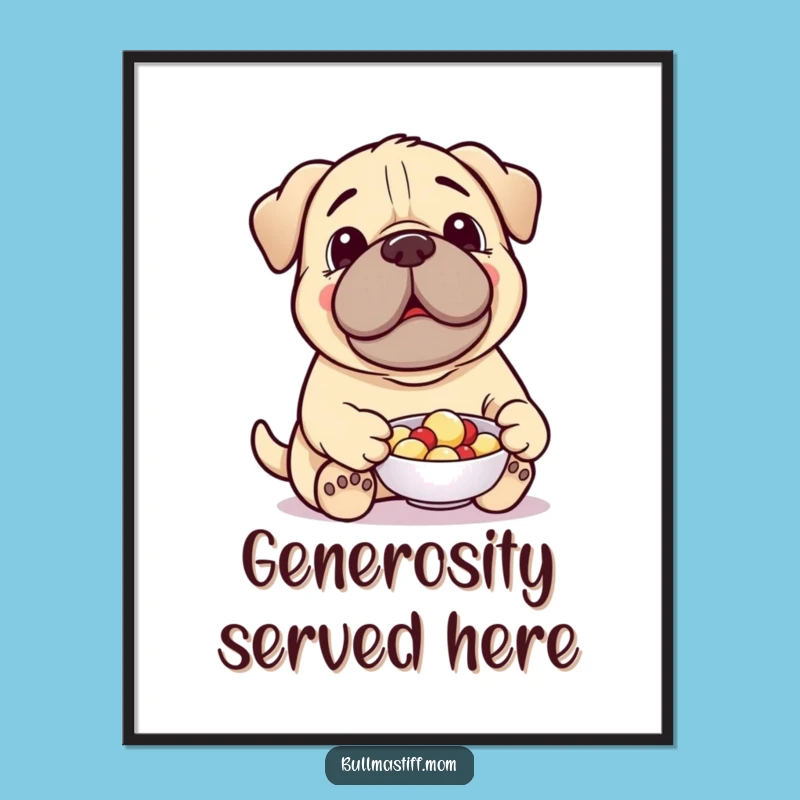 Funny Treat-Giving Bullmastiff Digital Art: Instant Generous Decor, Perfect Funny Gift