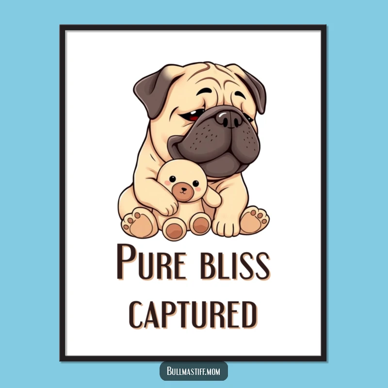 Instant Cuteness: Funny Bullmastiff Plush Toy Digital Art Print