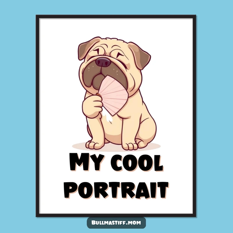 Instant Joy: Funny Bullmastiff Fanning Digital Art Print for Your Space