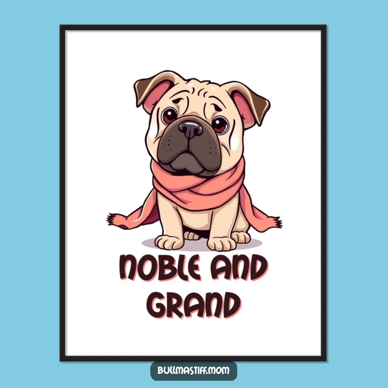 Funny Regal Bullmastiff Digital Art: Majestic Dog Printable Art