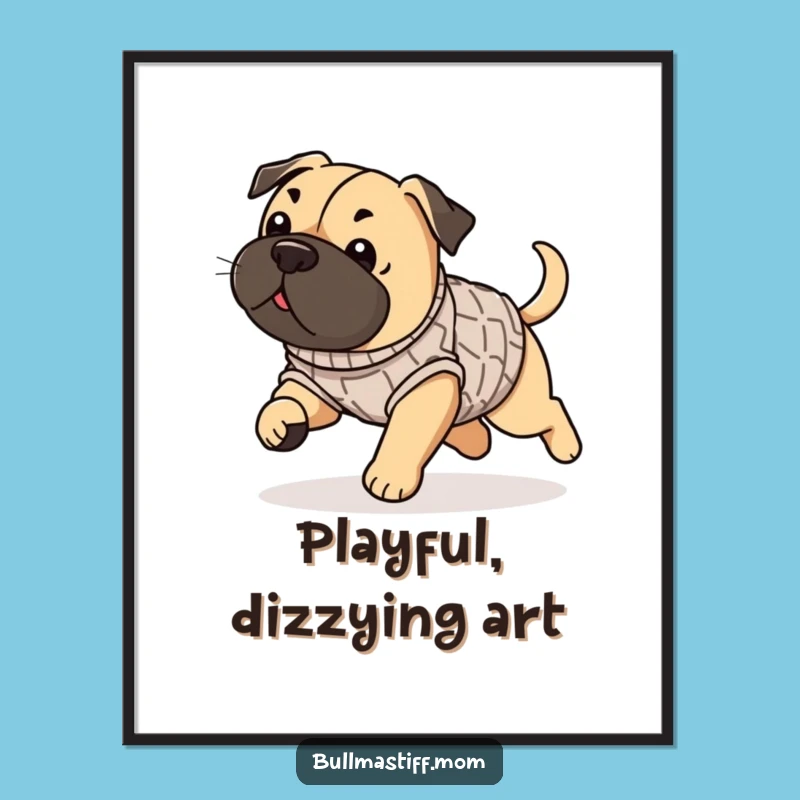 Funny Bullmastiff Sweater Digital Art, Instant Playful Download, Gift