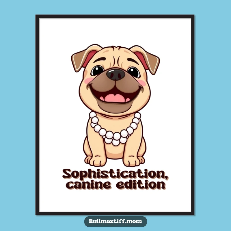 Funny Bullmastiff Pearl Necklace Digital Art - Instant Download for Chic Decor