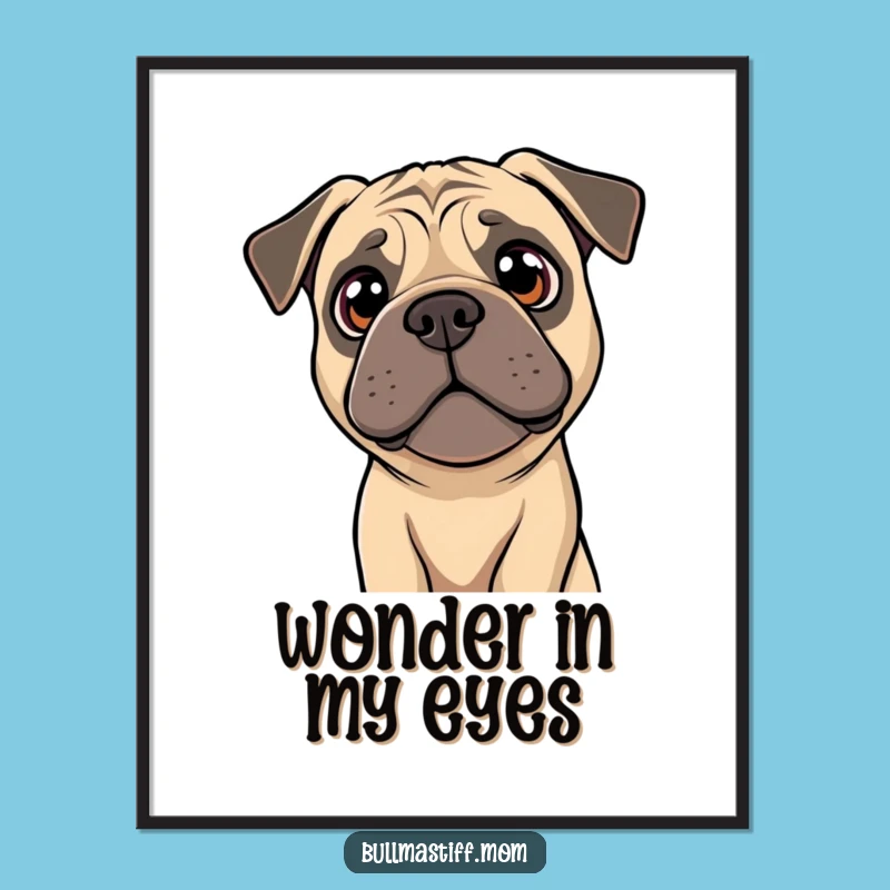 Instant Intrigue: Funny Bullmastiff Head Tilt Digital Art Print