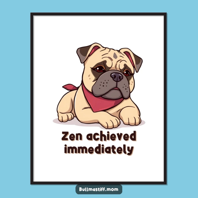 Funny Bullmastiff Bandana Digital Print: Instant Dog Lover Decor, Hilarious Wall Art Gift!