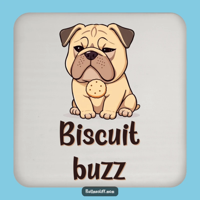 Funny Bullmastiff Tea Biscuit Coaster Set: Protect Surfaces with Canine Charm