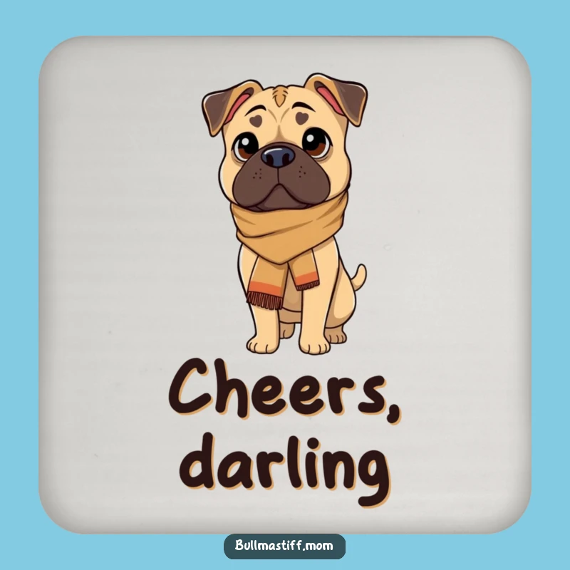 Funny Bullmastiff Scarf Coaster: Protect Surfaces with Canine Elegance