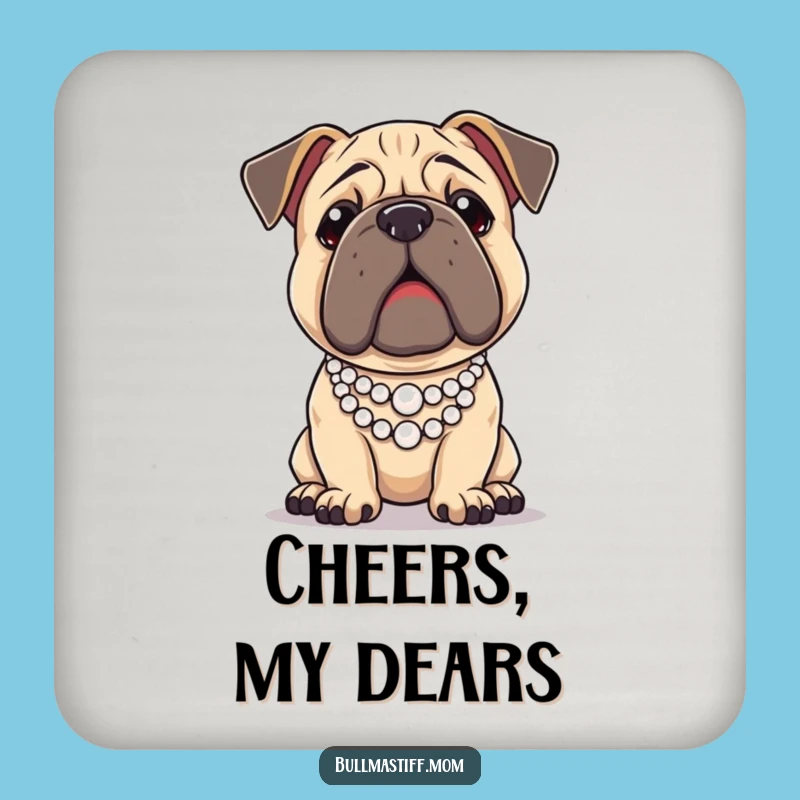 Funny Regal Bullmastiff Pearl Coaster Set: Protect Surfaces with Canine Class