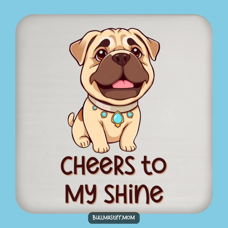 Funny Bullmastiff Pride Coaster: Jeweled Collar, Gentle Beam - Elegant Surface Protection Gift!