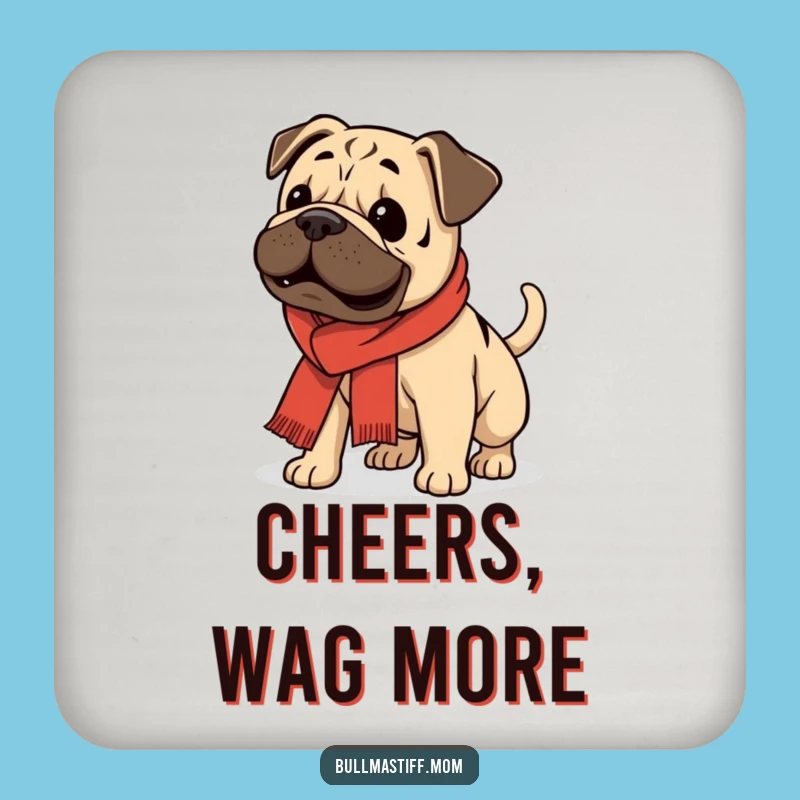 Funny Bullmastiff Scarf Coaster Set: Enthusiastic Dog Decor Gift