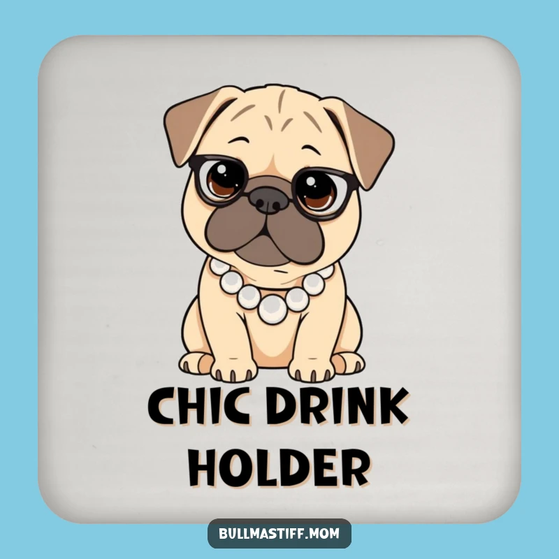 Protect Surfaces in Style: Funny Bullmastiff Pearl Necklace Coaster Set