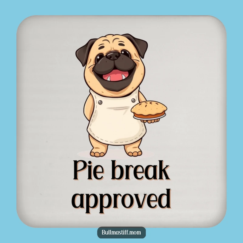 Funny Bullmastiff Baker Coaster: Pie Protection, Humorous Table Decor