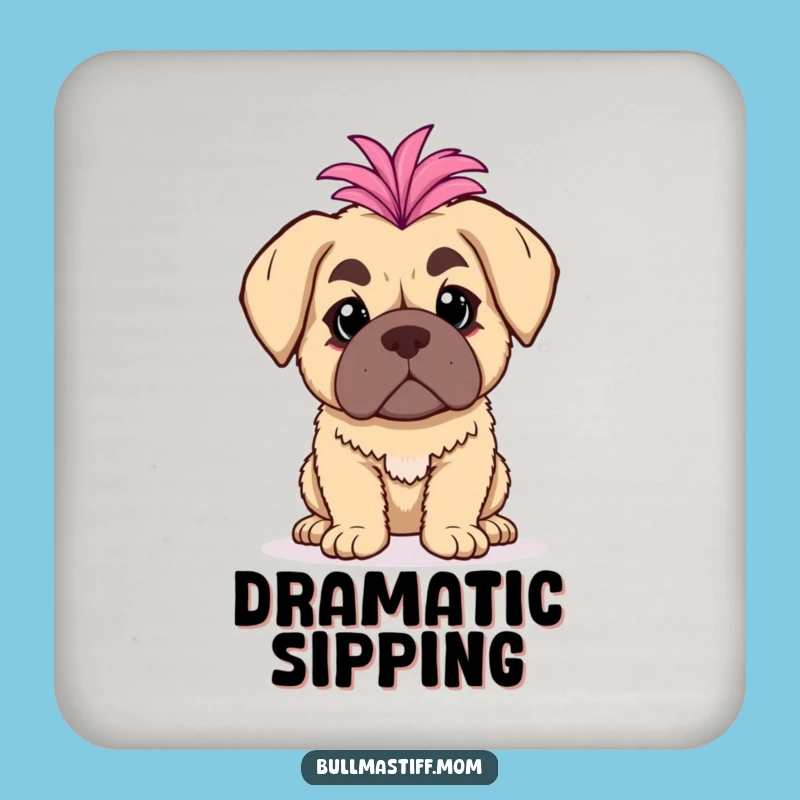 Funny Bullmastiff Coaster: Diva Boa, Protect Surfaces with Drama