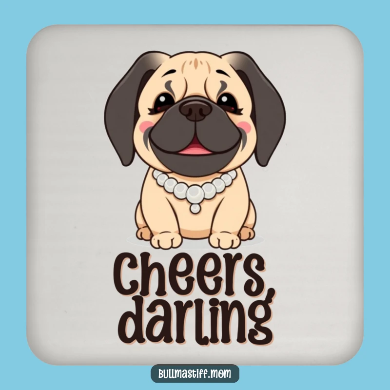 Funny Bullmastiff Coaster: Pearl Necklace Dog, Chic Table Protector Funny Dog Gift