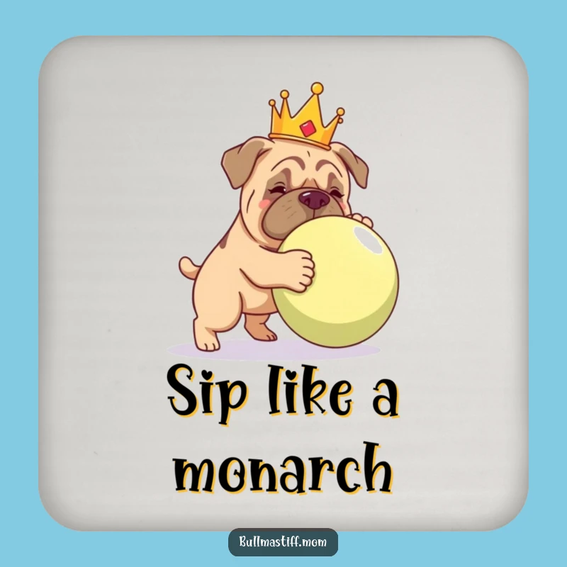 Funny Bullmastiff Crown Coaster Set: Royal Play Protection Gift