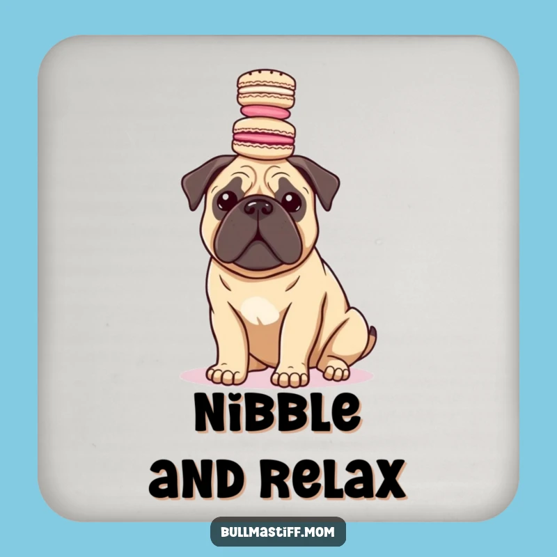 Funny Bullmastiff Macaron Coaster Set: Protect Surfaces with Canine Class