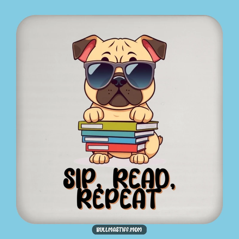 Funny Cool Bullmastiff Coaster: Book Dog with Shades, Protect Surfaces Funny Gift