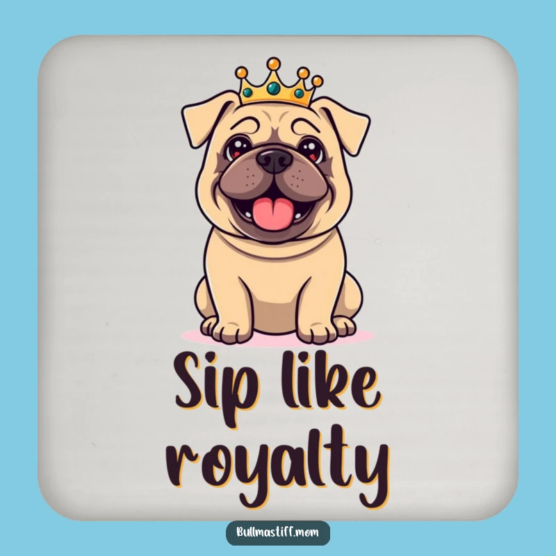 Funny Regal Bullmastiff Coaster Set - Crowned Dog Drink Protector, a Hilarious Royal Housewarming Gift
