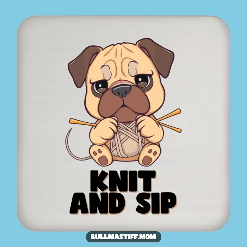 Funny Bullmastiff Knitting Coaster: Protect Surfaces From Yarn and Suds