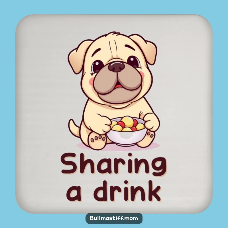 Funny Treat-Giving Bullmastiff Coaster: Generous Decor, Adorable Funny Gift