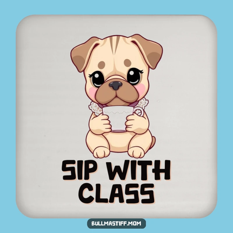 Funny Bullmastiff Coaster Set: Elegant Dog Protection for Your Table