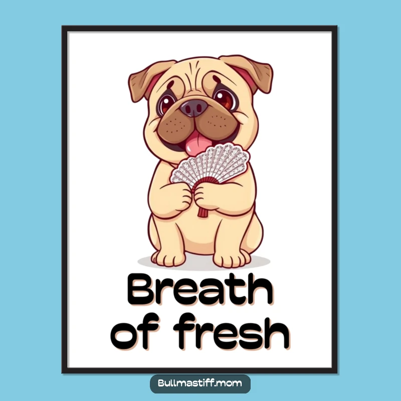 Funny Happy Bullmastiff Lace Fan Poster: Whimsical Dog Art for Your Walls