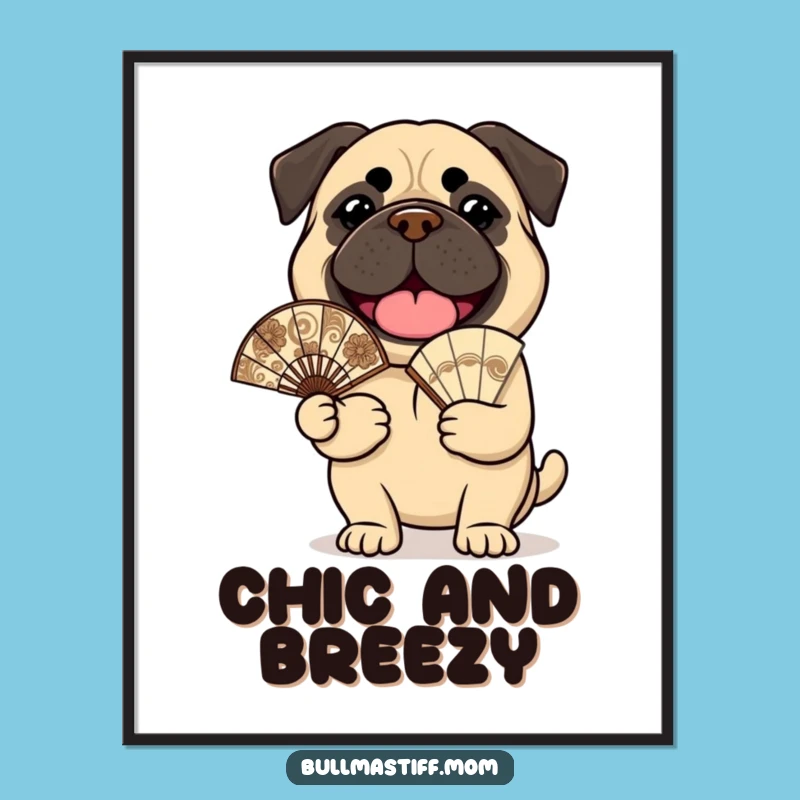 Funny Bullmastiff Poster: Cheerful Fan, Joyful Wall Art Gift