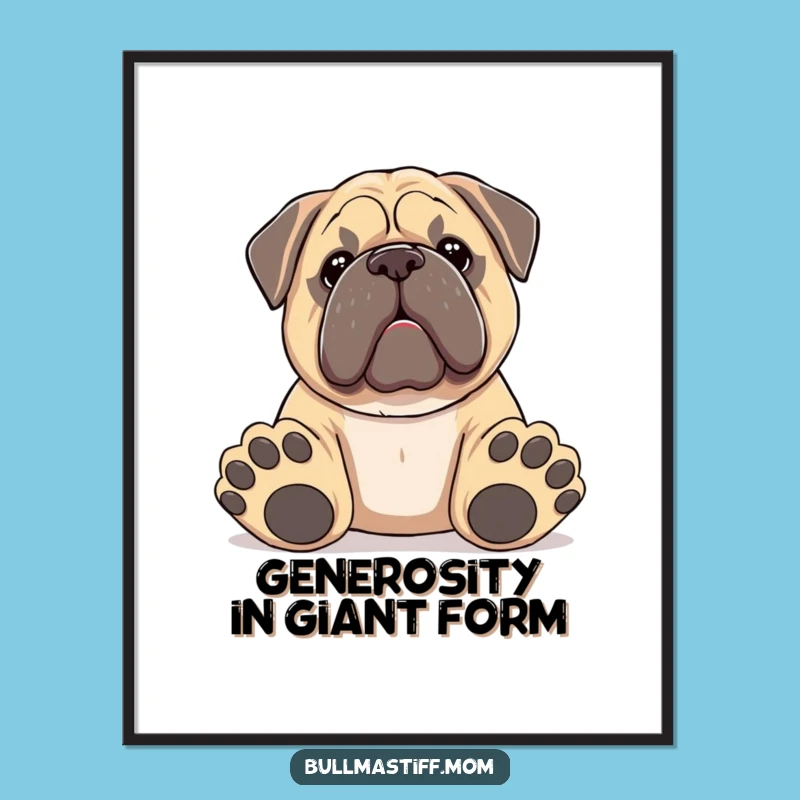 Funny Big Paws Bullmastiff Poster: Sweet Dog Art, Hilarious Gift for Pet Lovers!
