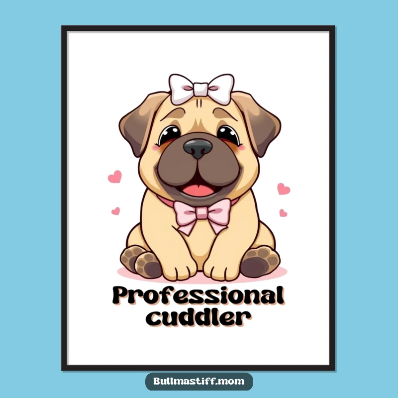 Funny Bullmastiff Hug Poster: Heartwarming Wall Art for Dog Lovers and Hug Fans