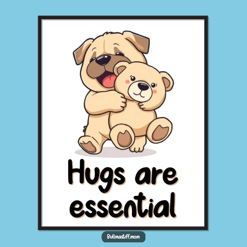 Funny Bullmastiff Teddy Poster: Joyful Canine Art for Happy Homes