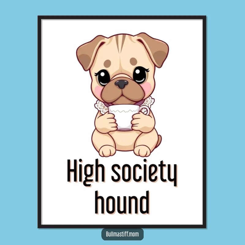 Funny Bullmastiff Art Print: Elegant Dog Poster for Classy Home Decor