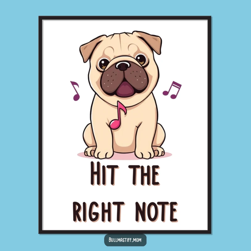 Funny Musical Bullmastiff Dog Poster: Decorate with Harmony!