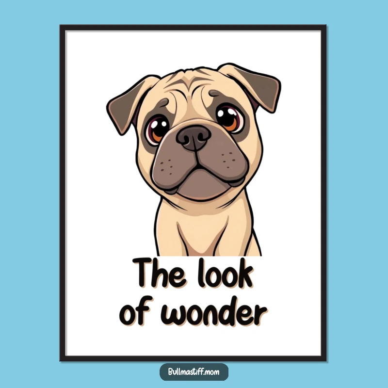 Intriguing Funny Bullmastiff Head Tilt Poster: Art for the Curious Eye