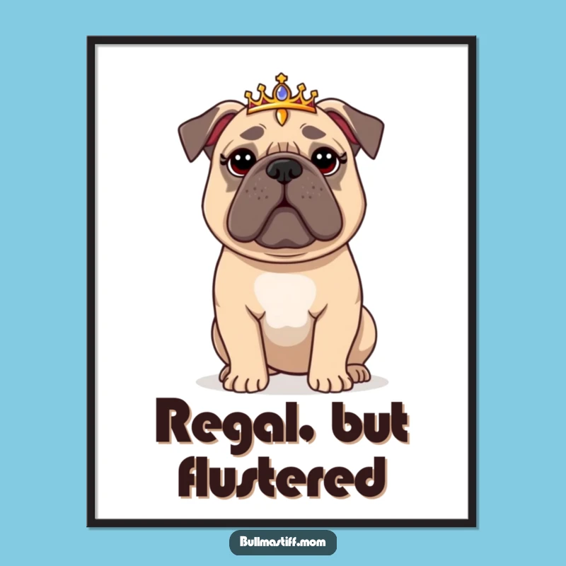 Funny Regal Bullmastiff Tiara Poster: Royal Canine Art, a Hilarious Decor Gift