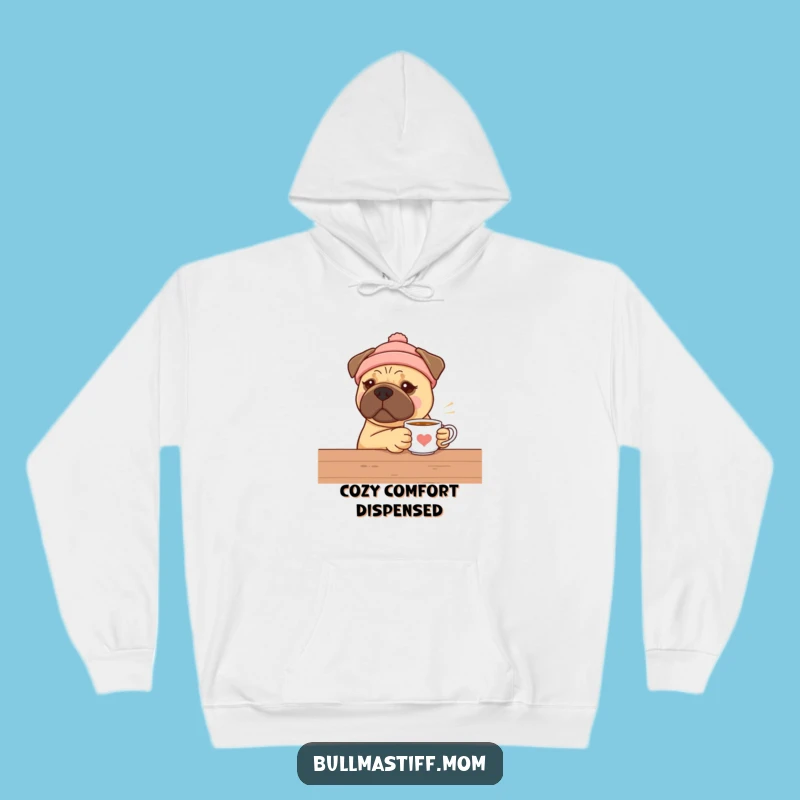 Comfy Bullmastiff Tea Time Hoodie - Funny Warm Hat Dog Lover Gift
