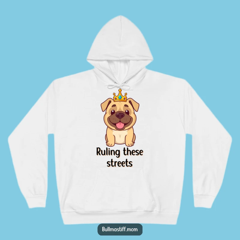 Cozy Funny Bullmastiff Hoodie: Crowned King, Warm & Hilarious Royal Treat Gift
