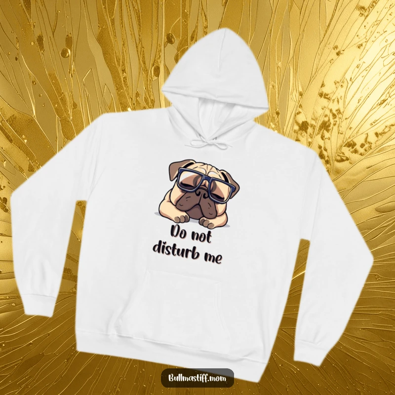 Funny Bullmastiff hoodie showcasing a dog with oversized glasses taking a content nap, radiating warmth and humor.