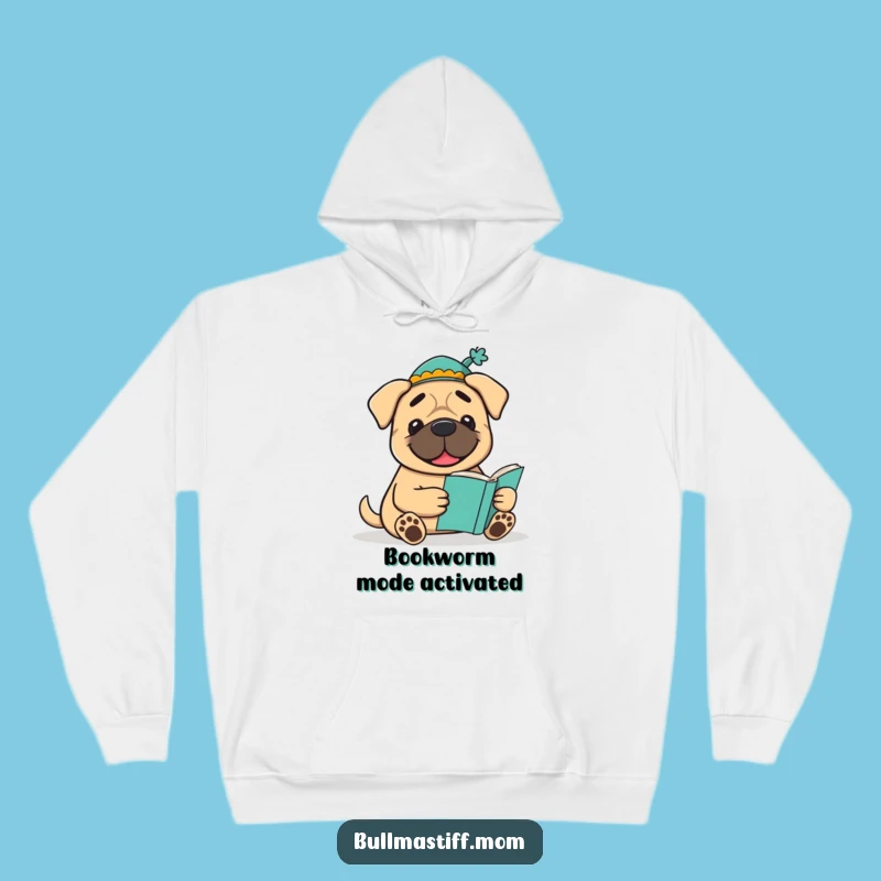 Funny Bookish Bullmastiff Hoodie: Cozy Literary Dog Apparel, Perfect Funny Gift