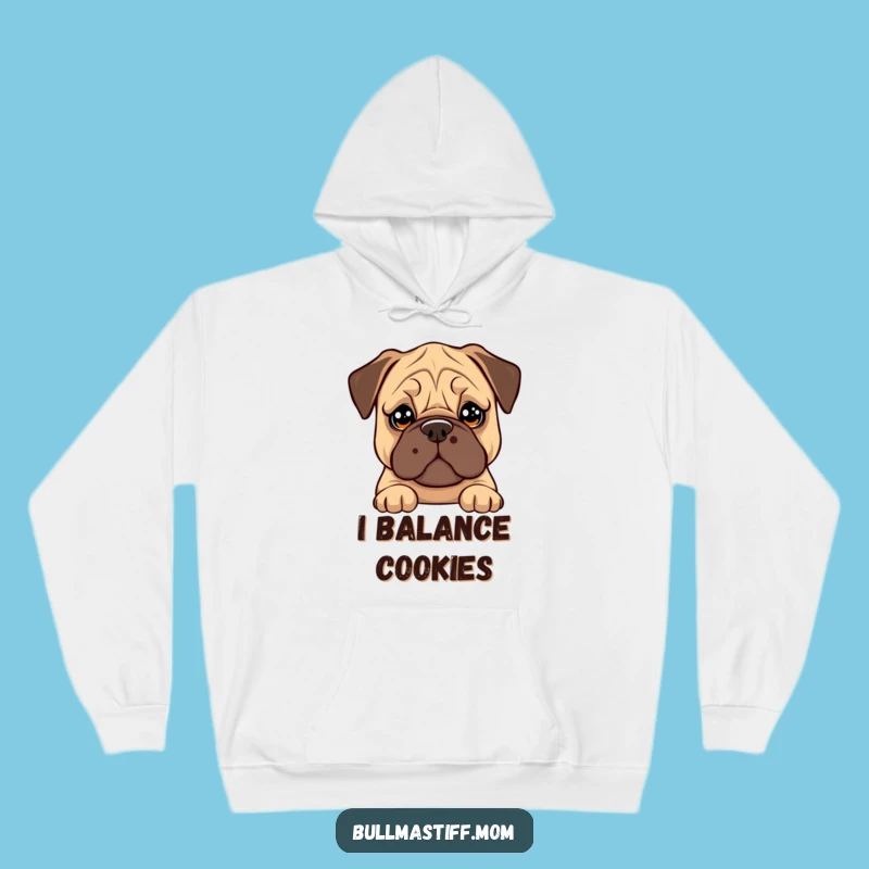 Funny Bullmastiff Cookie Balance Hoodie: Cozy Comfort With Soulful Eyes