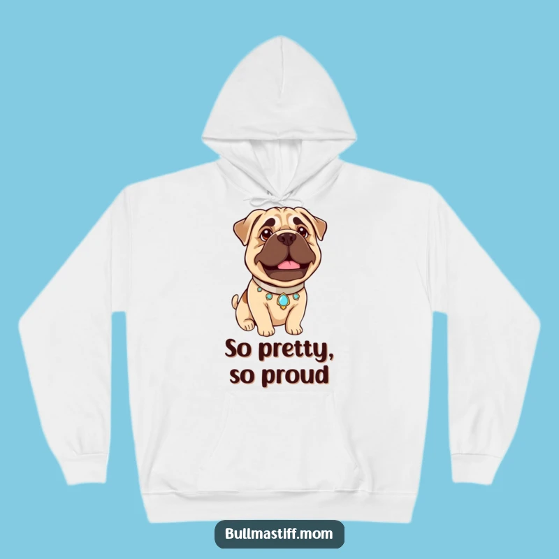Cozy Funny Bullmastiff Pride Hoodie: Jeweled Collar, Gentle Beam - Warm Gift!