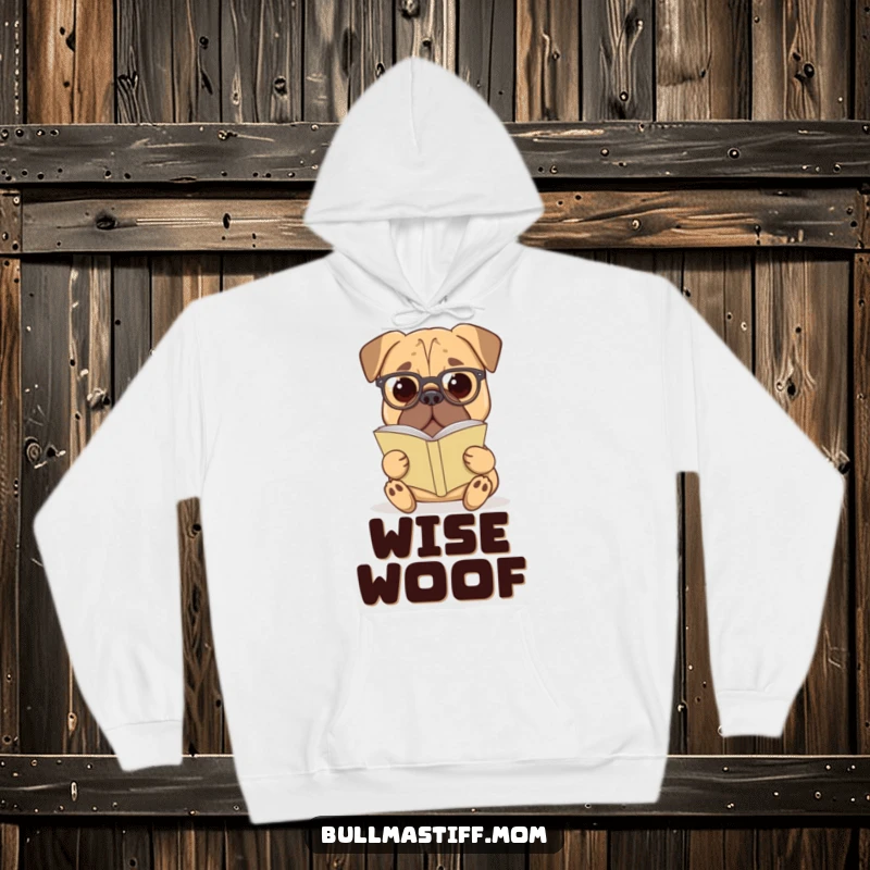 Funny Bullmastiff Hoodie: A studious Bullmastiff wearing reading glasses looks content with a book.