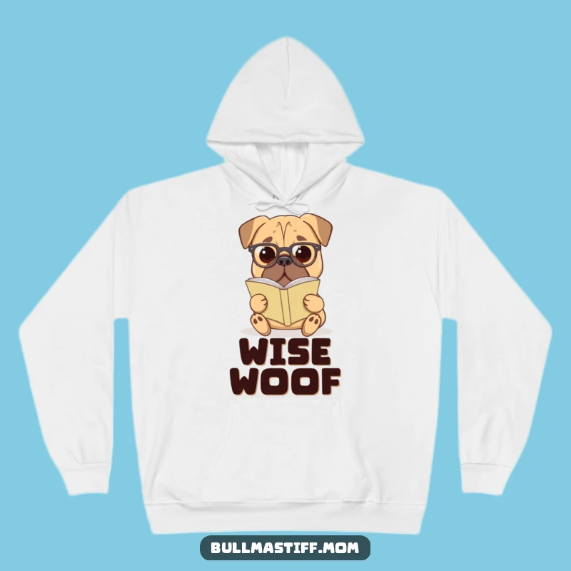 Funny Bullmastiff Hoodie: Scholarly Giant with Glasses, Cozy Literary Funny Gift